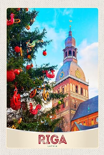 AGDeko® Blechschild 18x12 cm Riga Lettland Weihnachten Winterzeit zum Aufhängen oder Stellen Raum Dekoration von AGDeko André Günther Dekoration & Style