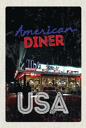 AGDeko® Blechschild 18x12 cm USA Diner Restaurant Lunch Dinner zum Aufhängen oder Stellen Raum Dekoration von AGDeko André Günther Dekoration & Style