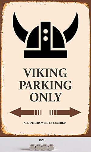 AGDeko® Blechschild 20x30cm Wikinger Viking parking only Parkplatz Schild Garage Stellplatz mit Magnete von AGDeko André Günther Dekoration & Style