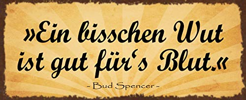 AGDeko® Blechschild 27x10 cm Ein bisschen Wut ist gut fürs Blut Spruch Leben Weisheit Gesellschaft von AGDeko André Günther Dekoration & Style