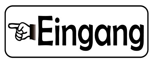 AGDeko® Blechschild 27x10 cm Eingang Tür Gebäude links Hand Richtung von AGDeko André Günther Dekoration & Style