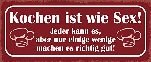 AGDeko® Blechschild 27x10 cm Kochen ist wie Sex Spruch lustig Weisheit Beziehung von AGDeko André Günther Dekoration & Style