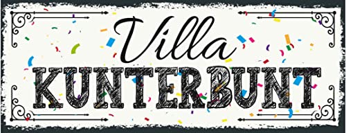 AGDeko® Blechschild 27x10 cm Villa Kunterbunt von AGDeko André Günther Dekoration & Style