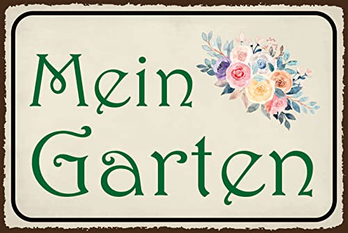 AGDeko® Blechschild 30x40cm Mein Garten Blumen Pflanzen Freizeit von AGDeko André Günther Dekoration & Style