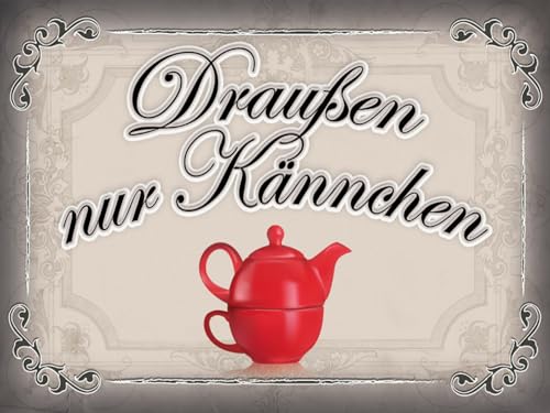 AGDeko® Blechschild 40x30 cm Kaffee draußen nur Kännchen zum Aufhängen oder Stellen Raum Dekoration von AGDeko André Günther Dekoration & Style