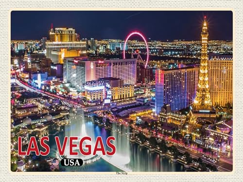 AGDeko® Blechschild 40x30 cm Las Vegas USA The Strip Casinos Hotel zum Aufhängen oder Stellen Raum Dekoration von AGDeko André Günther Dekoration & Style