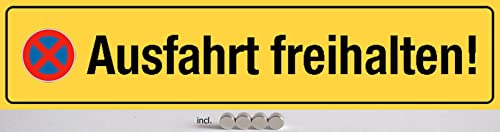 AGDeko® Blechschild 46x10cm Ausfahrt freihalten Hinweis Verbots Schild Grundstück Parkplatz mit Magnete von AGDeko André Günther Dekoration & Style