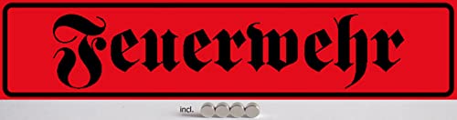 AGDeko® Blechschild 46x10cm Feuerwehr alte Schrift mit Magnete von AGDeko André Günther Dekoration & Style