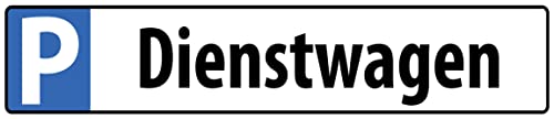 AGDeko® Blechschild 46x10cm Parkplatz Schild DIENSTWAGEN reservierter Stellplatz Firma Laden Haus KFZ Kennzeichen Format von AGDeko André Günther Dekoration & Style