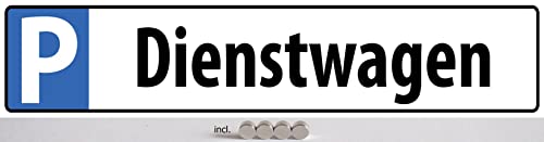 AGDeko® Blechschild 46x10cm Parkplatz Schild DIENSTWAGEN reservierter Stellplatz Firma Laden Haus mit Magnete von AGDeko André Günther Dekoration & Style