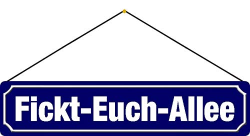 AGDeko® Blechschild 46x10cm Straßenschild Fickt-euch-Allee neue Schrift mit Kordel zum Aufhängen von AGDeko André Günther Dekoration & Style