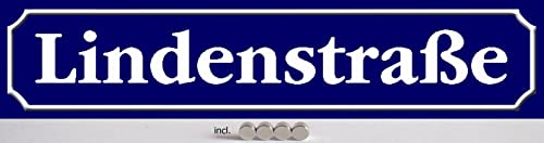 AGDeko® Blechschild 46x10cm Straßenschild Lindenstraße neue Schrift mit Magnete von AGDeko André Günther Dekoration & Style