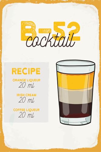 AGDeko® Blechschild B-52 Cocktail Recipe Orange Größe 30x20 cm von AGDeko André Günther Dekoration & Style
