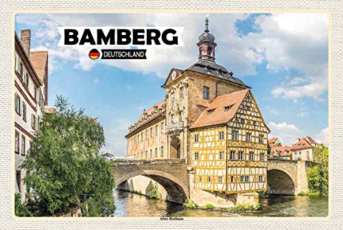 AGDeko® Blechschild Bamberg Altes Rathaus Fluss Größe 30x20 cm von AGDeko André Günther Dekoration & Style