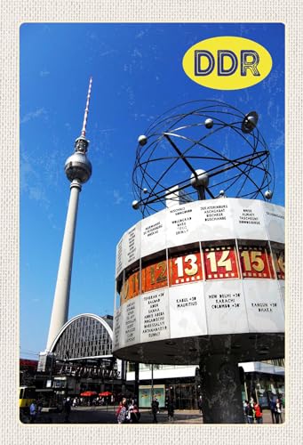 AGDeko® Blechschild Berlin Alexanderplatz Weltzeituhr Reisen Urlaub Touristik Größe 30x20 cm von AGDeko André Günther Dekoration & Style