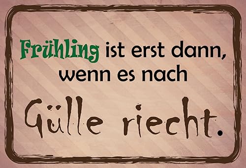 AGDeko® Blechschild Frühling ist wenn Gülle riecht Größe 30x20 cm von AGDeko André Günther Dekoration & Style