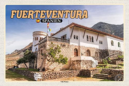 AGDeko® Blechschild Fuerteventura Spanien Villa Winter Reisen Urlaub Touristik Größe 30x20 cm von AGDeko André Günther Dekoration & Style