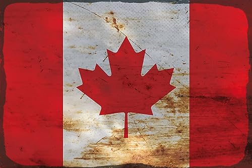 AGDeko® Blechschild Kanada Flag Fahne Flagge of Canada Rost Größe 30x20 cm von AGDeko André Günther Dekoration & Style