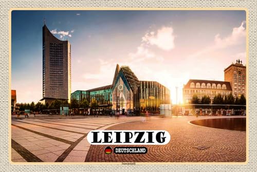 AGDeko® Blechschild Leipzig Innenstadt Teich Gebäude Größe 30x20 cm von AGDeko André Günther Dekoration & Style