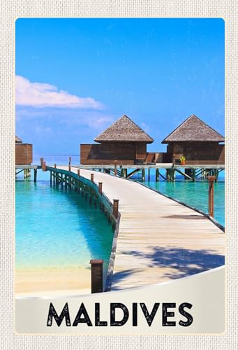 AGDeko® Blechschild Malediven Insel Amerika Meer Reisen Urlaub Touristik Größe 30x20 cm von AGDeko André Günther Dekoration & Style