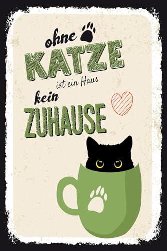 AGDeko® Blechschild Ohne Katze ist Haus kein Zuhause Größe 30x20 cm von AGDeko André Günther Dekoration & Style
