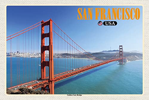AGDeko® Blechschild San Francisco USA Golden Gate Bridge Reisen Urlaub Touristik Größe 30x20 cm von AGDeko André Günther Dekoration & Style