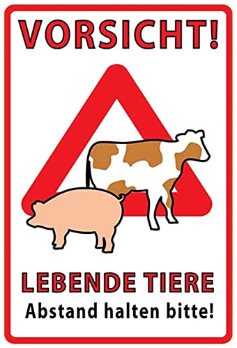 AGDeko® Blechschild Vorsicht Achtung lebende Tiere Abstand Größe 30x20 cm von AGDeko André Günther Dekoration & Style
