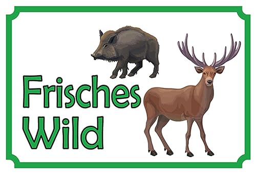 AGDeko® Blechschild frisches Wild Wildfleisch Größe 30x20 cm von AGDeko André Günther Dekoration & Style