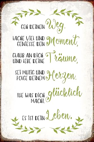 AGDeko® Blechschild geh deinen Weg lache viel Metal Größe 30x20 cm von AGDeko André Günther Dekoration & Style