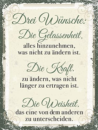 AGDeko® Holzschild 40x30 cm Drei Wünsche Die Gelassenheit zum Aufhängen oder Stellen Raum Dekoration von AGDeko André Günther Dekoration & Style