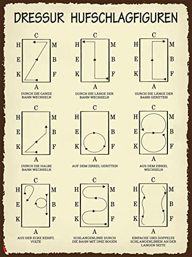 AGDeko® Holzschild 40x30 cm Dressur Hufschlagfiguren zum Aufhängen oder Stellen Raum Dekoration von AGDeko André Günther Dekoration & Style