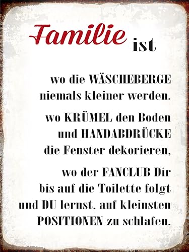 AGDeko® Holzschild 40x30 cm Familie ist wo die Wäscheberge zum Aufhängen oder Stellen Raum Dekoration von AGDeko André Günther Dekoration & Style