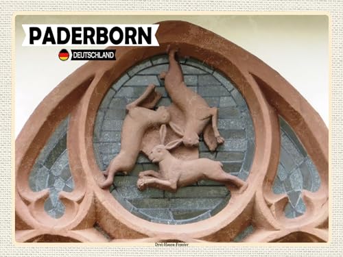 AGDeko® Holzschild 40x30 cm Paderborn Drei Hasen-Fenster zum Aufhängen oder Stellen Raum Dekoration von AGDeko André Günther Dekoration & Style