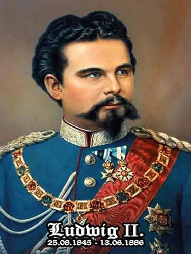 AGDeko® Holzschild 40x30 cm Portrait Nostalgie König Ludwig II zum Aufhängen oder Stellen Raum Dekoration von AGDeko André Günther Dekoration & Style