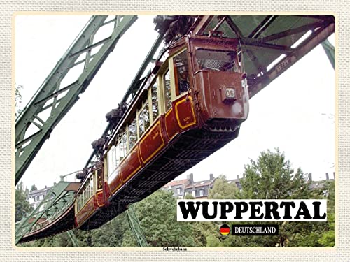 AGDeko® Holzschild 40x30 cm Wuppertal Deutschland Schwebebahn zum Aufhängen oder Stellen Raum Dekoration von AGDeko André Günther Dekoration & Style