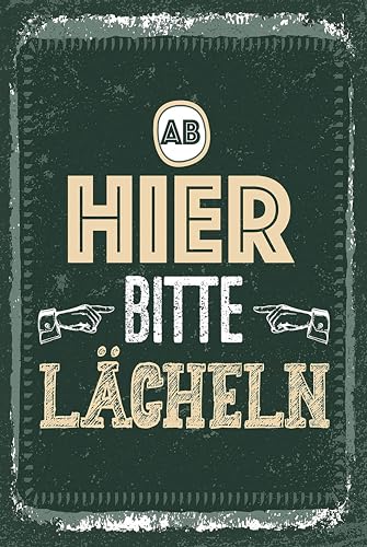 AGDeko® Schild aus Holz 12x18 cm Ab hier bitte lächeln zum Aufhängen oder Stellen Raum Dekoration von AGDeko André Günther Dekoration & Style