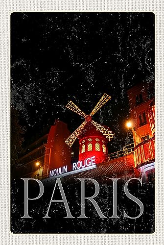 AGDeko® Schild aus Holz 12x18cm Moulin Rouge Paris Varieté Geschenk zum Aufhängen oder Stellen Raum Dekoration von AGDeko André Günther Dekoration & Style