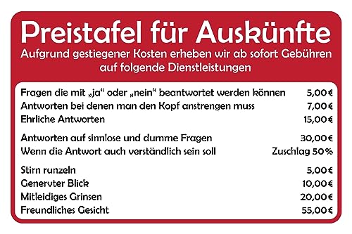 AGDeko® Schild aus Holz 12x18cm Preistafel für Auskünfte zum Aufhängen oder Stellen Raum Dekoration von AGDeko André Günther Dekoration & Style