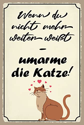 Aus Holz 20x30cm Wenn du nicht mehr weiter weißt umarme die Katze Tierliebe Spruch Tafel von AGDeko André Günther Dekoration & Style