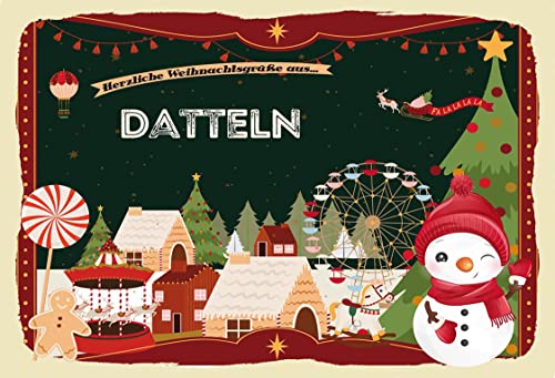 Holzschild 20x30cm Weihnachtsgrüße aus DATTELN Weihnachten Advent Winter Geschenk von AGDeko André Günther Dekoration & Style