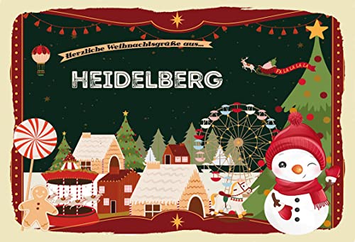 Holzschild 20x30cm Weihnachtsgrüße aus HEIDELBERG Weihnachten Advent Winter Geschenk von AGDeko André Günther Dekoration & Style