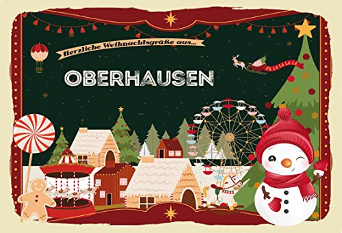 Holzschild 20x30cm Weihnachtsgrüße aus OBERHAUSEN Weihnachten Advent Winter Geschenk von AGDeko André Günther Dekoration & Style