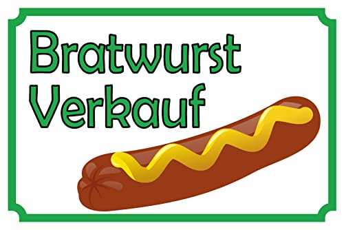 Holzschild 30x40cm Bratwurst Verkauf Senf Ketchup Brötchen Snack Imbiss von AGDeko André Günther Dekoration & Style