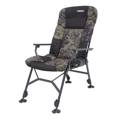 AGEM Campingstuhl Faltbar Carp Angelstuhl Karpfenstuhl Stuhl Fischerstuhl Klappbar 130kg (Tarnung) von AGEM