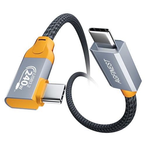 240W USB C auf USB C Kabel, USB 3.2 Gen2 × 2 Typ C Ladekabel, 20 Gbps Datenübertragung, PD 3.1 48V Schnell Ladekabel, 4K@60Hz Videoübertragung für Laptop, Mobiltelefon, Monitor (Rechter Winkel, 1M) von AGFINEST