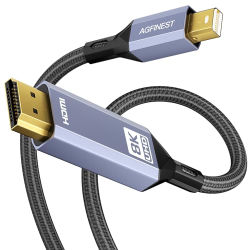 AGFINEST 8K Mini DisplayPort auf HDMI Kabel 1M, Mini DP auf HDMI 2.1 Kabel, unterstützt 8K @ 60Hz, 4K @ 144Hz, 2K @ 240Hz, HDR, FreeSync, VRR, Dolby Vision für Thunderbolt 2, Monitor (1M) von AGFINEST