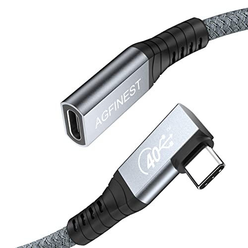 AGFINEST 90 Grad USB4 Verlängerungskabel Thunderbolt 3 & 4 Verlängerungskabel[40Gbps & PD 100W 5A] 8K@60Hz oder Dual 4K Video Display, Kompatibel mit USB C Geräten (0.6M) von AGFINEST