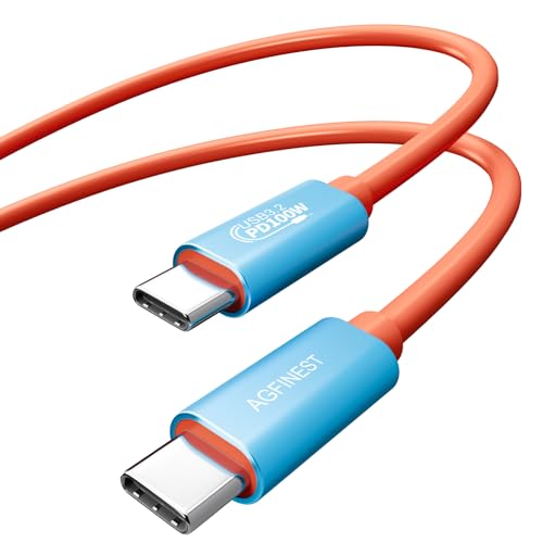 AGFINEST USB C auf C Kabel, USB 3.2 Gen2 × 2 Typ C Ladekabel, 20 Gbps Datenübertragung, 100W 5A Schnell Ladekabel, 4K@60Hz Videoübertragung für Laptop, Mobiltelefon, Monitor, USB-C-Geräte (1M) von AGFINEST