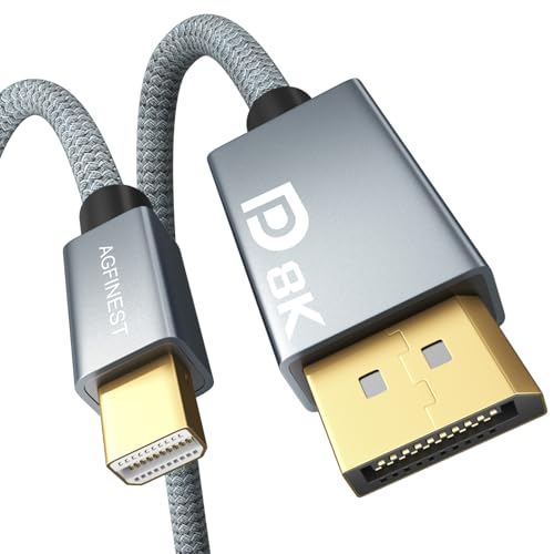 Mini DisplayPort auf DisplayPort 1.4 Kabel, Mini DP 1.4 auf DP 8K, 8K60Hz 5K120Hz 4K144Hz 4K120Hz 2K240Hz, HDR G-Sync FreeSync Thunderbolt 2 DP Kabel für MacBook (Vor 2017), HP Dell Laptop, PC, 3M von AGFINEST