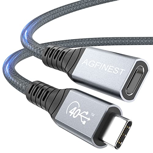 AGFINEST USB4 Verlängerungskabel 0,5M, Thunderbolt 3 & 4 Verlängerungskabel[40Gbps & PD 100W 5A] USB4.0-Typ-C-Stecker auf Buchse,8K@60Hz oder Dual 4K Video Display, Kompatibel mit USB C Geräten von AGFINEST